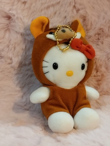 Vintage Hello Kitty Mini Brown Hog w/ Hood 4" Plush Doll Sanrio VG Cond. - Picture 6 of 11