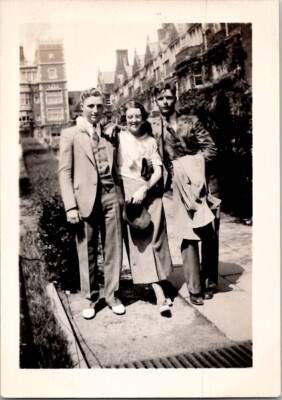 Happy Jolly Cute Woman Handsome Dapper Men Street Snapshot 1930s Vintage Photo