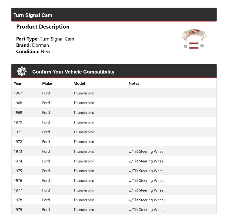 Cámara señal de giro para Ford Thunderbird Dorman 1967-1979 1968 1969 1970 1971 1972 Foto 2 de 4