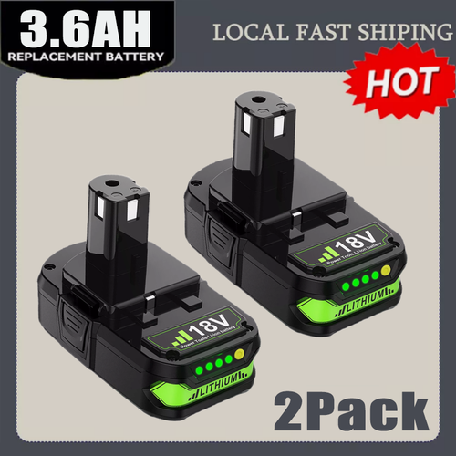 2 Pack 18 Volt Lithium-Ion Battery For Ryobi 18V + Plus P108 P107 P102 3.6Ah