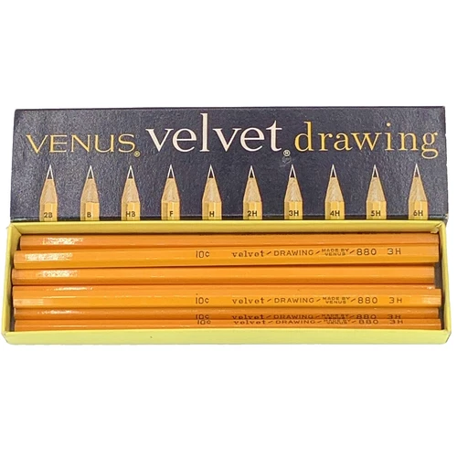 Vintage Venus Velvet #880 3H Drawing Pencils Open Box of 8 Unsharpened