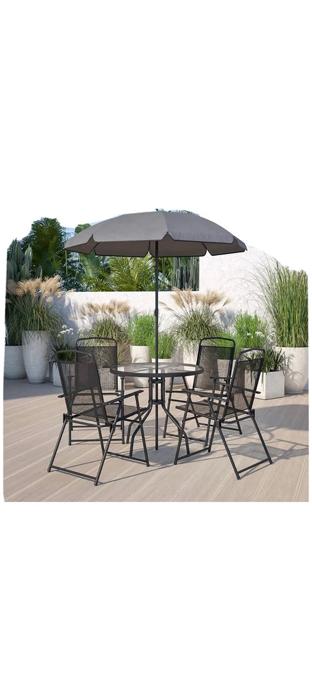 Juego de comedor Mainstays Albany Lane 6 piezas patio exterior - marrón Foto 4 de 4