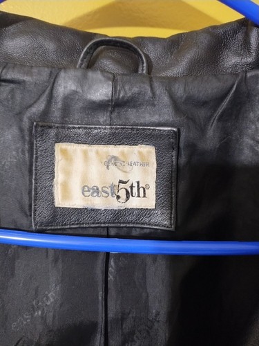 Abrigo de cuero negro vintage Y2K East 5th XXL para dama - Imagen 4 de 8