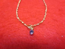 14 KT GOLD PLATED 10 1/2" NUGGET CHAIN ANKLET WITH AUSTRIAN CRYSTAL BIRTHSTONE