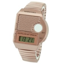 Sprechende Digital-Armbanduhr Blindenuhr Sprachausgabe mit Datum rosé