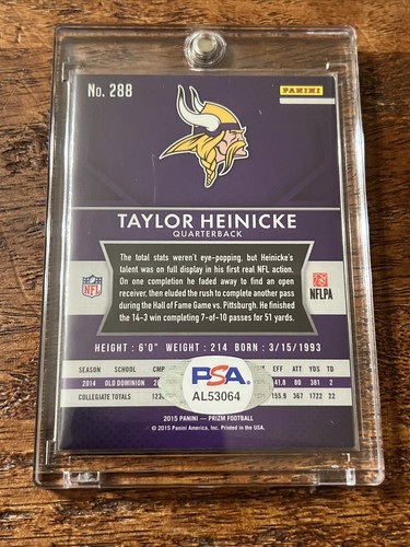 Taylor Heinicke IP Signed Prizm Rookie Card Psa Dna Coa Autographed Commanders - Picture 3 of 4