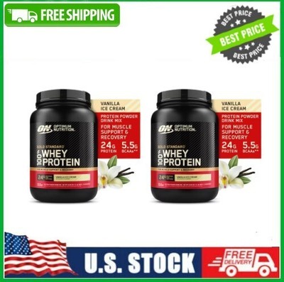 2 PACK Optimum Nutrition, Gold Standard 100% Whey Protein Powder, 1.5lb Tub
