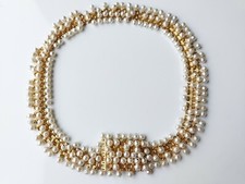 Vintage Elegant CHRISTIAN DIOR Creamy Pearl Dangling Gold Plated Belt 1960 sign