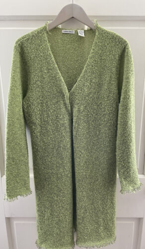 Laura Ashley Cardigan Sweater M Boucle Chartreuse 