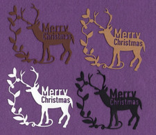 MERRY CHRISTMAS DEER  3 die cuts scrapbook cards