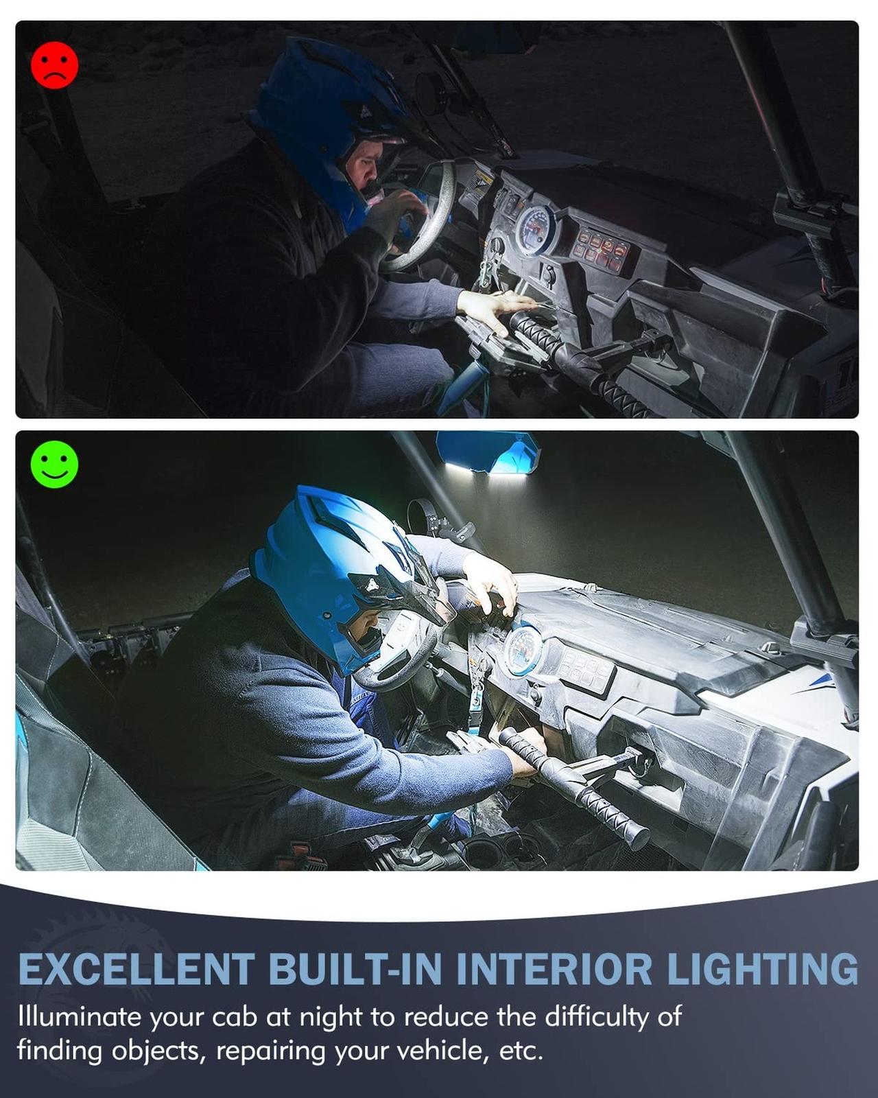 UTV Rear View Mirror with LED Light, Aluminum RZR Center Rearview Mirrors w/2...