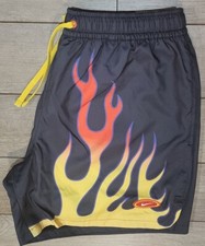New Nike Woven Flow Americana Flames Black Shorts DV9628 010 Mens Size Medium
