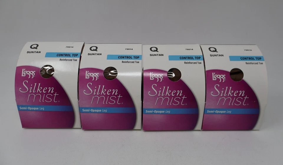 Meia-calça L'eggs Silken Mist Control Top perna semi opaca bronzeado 4 pares tamanho Q - Imagem 2 de 4