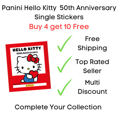 Panini Hello Kitty 50th Anniversary Single Stickers  - Buy 4 Get 10 Free