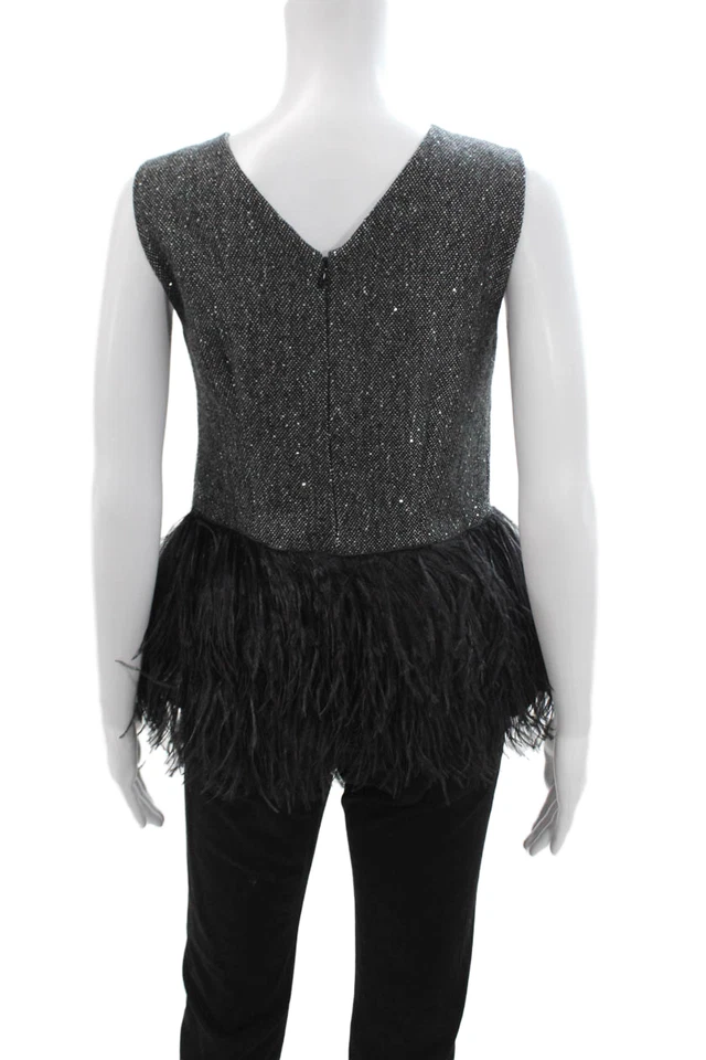 Camiseta sin mangas J Crew Collection para mujer negra espiga cuello redondo talla S Foto 3 de 4