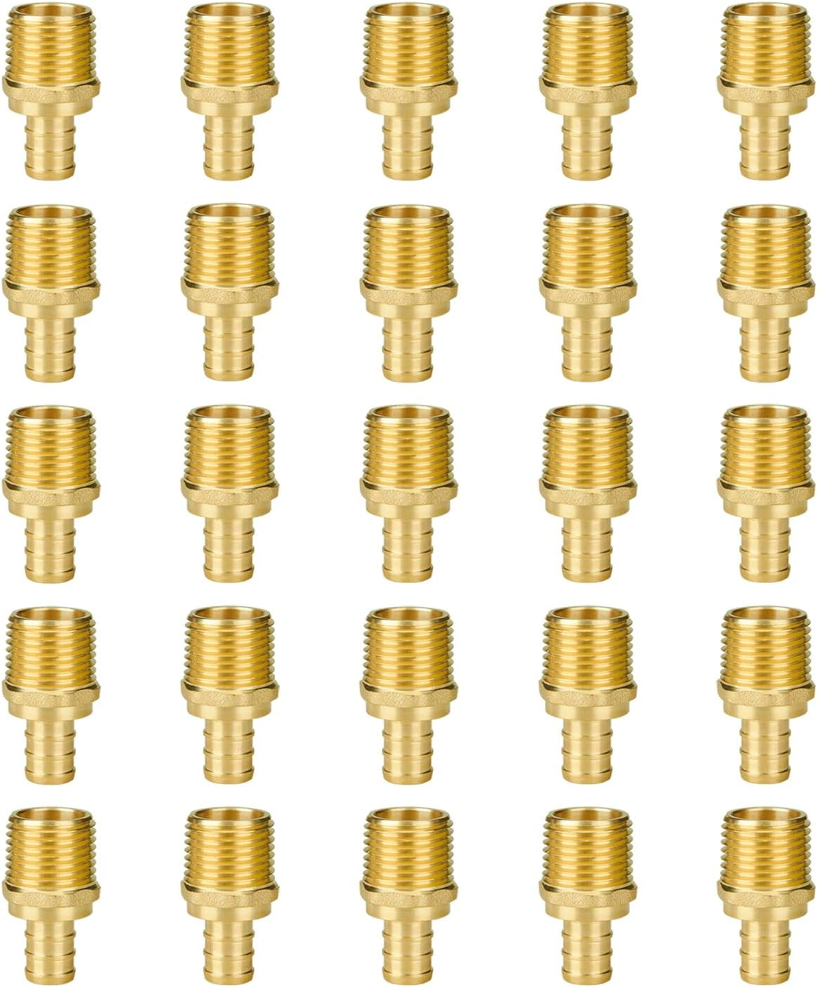 (25-Pack) 1/2 Inch Tee PEX Brass Crimp Fitting, Pex Tubing Fitting No