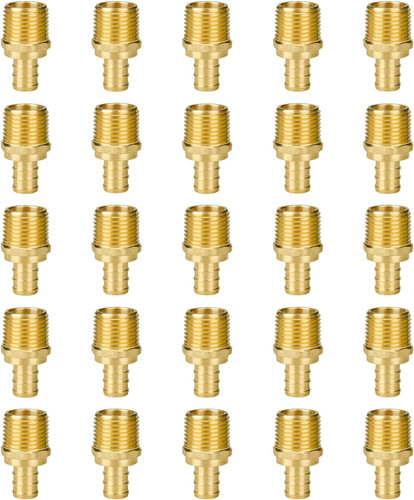 (25-Pack) 1/2 Inch Tee PEX Brass Crimp Fitting, Pex Tubing Fitting No