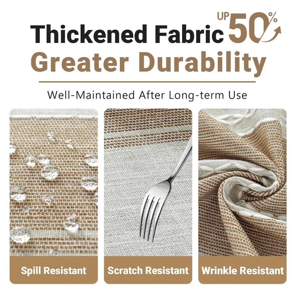 Cotton Linen Waterproof Tablecloth for Dining Table Rustic Farmhouse Kitchen ... - Image 4 of 4