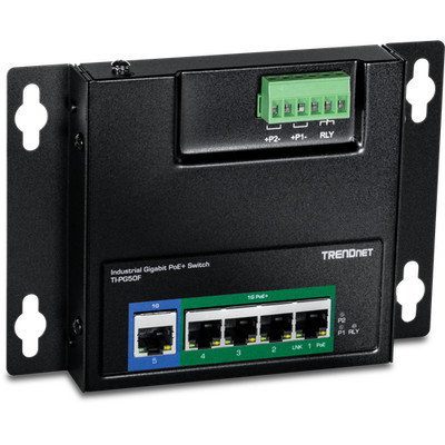 TRENDnet  TI-PG50F 5-Port Industrial Gigabit PoE+ Wall-Mounted Front Access
