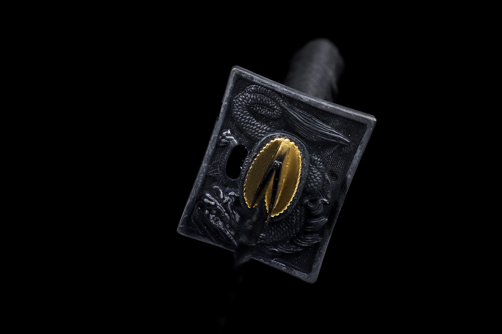 Full Tang Japanese Samurai Sword Black Dragon Ninjato Damascus Folded Steel