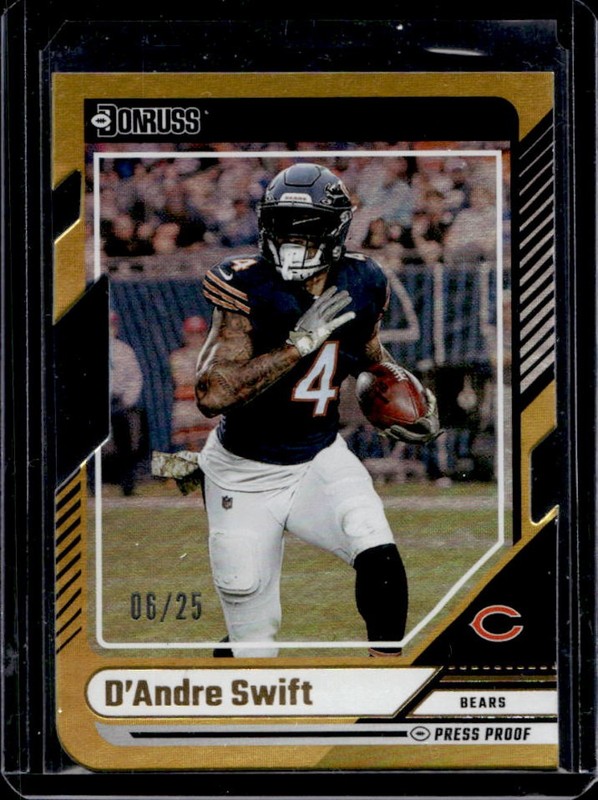 2024 Panini Donruss D Andre Swift Press Proof Gold Die Cut #/25 Bears