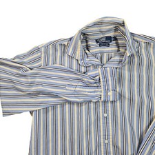 Polo Ralph Lauren Shirt Mens Large Blue Stripe Westerton Button Down Cotton