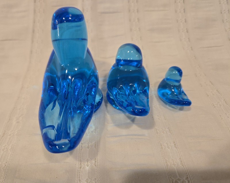 Ron Ray Signed Handmade Glass Bluebird Figurine Set of 3
