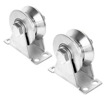2Pcs V Groove Wheel Pulley 304 Stainless Steel Sliding Gate Roller w/ Bearing