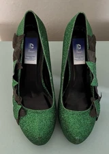 Adult Costume DC Comics Poison Ivy Glitter Shoes High Heels  SZ 9 Adam & Eve