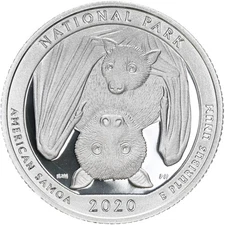 2020 S American Samoa National Park 99.9% Silver Bat Quarter ATB Gem Proof DCam