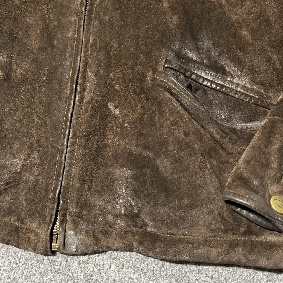 Chaqueta Gant De Colección Para Hombre XL Marrón Gamuza Cuero Montana Forrada Cremallera Completa Años 90 Foto 2 de 4