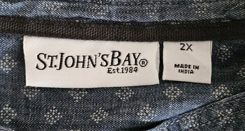 Damen 2X St. John's Bay Roll-Riegelärmel Knopfleiste Bluse blau & weiß NEU - Bild 12 von 15