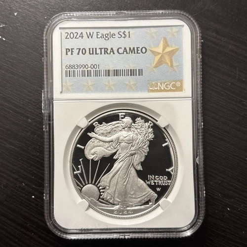2024-W Proof $1 American Silver Eagle NGC PF70 Ultra Cameo West Point Star Label