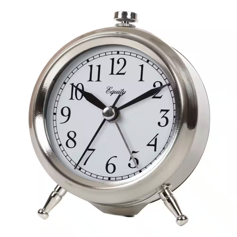 Small 3 in. Metal Quartz Alarm Table Clock