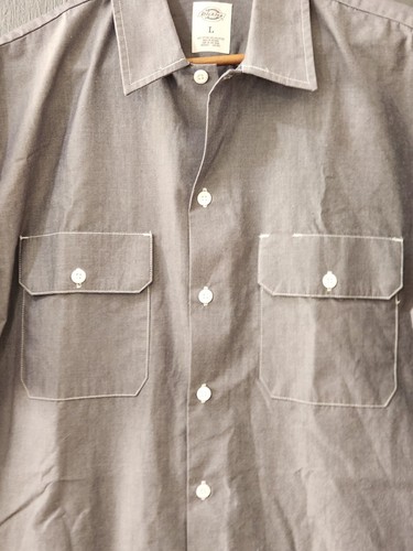 Camisas de trabajo Dickie's para hombre de mezcla de algodón camisas de manga corta bolsillos delanteros grises - Imagen 3 de 5