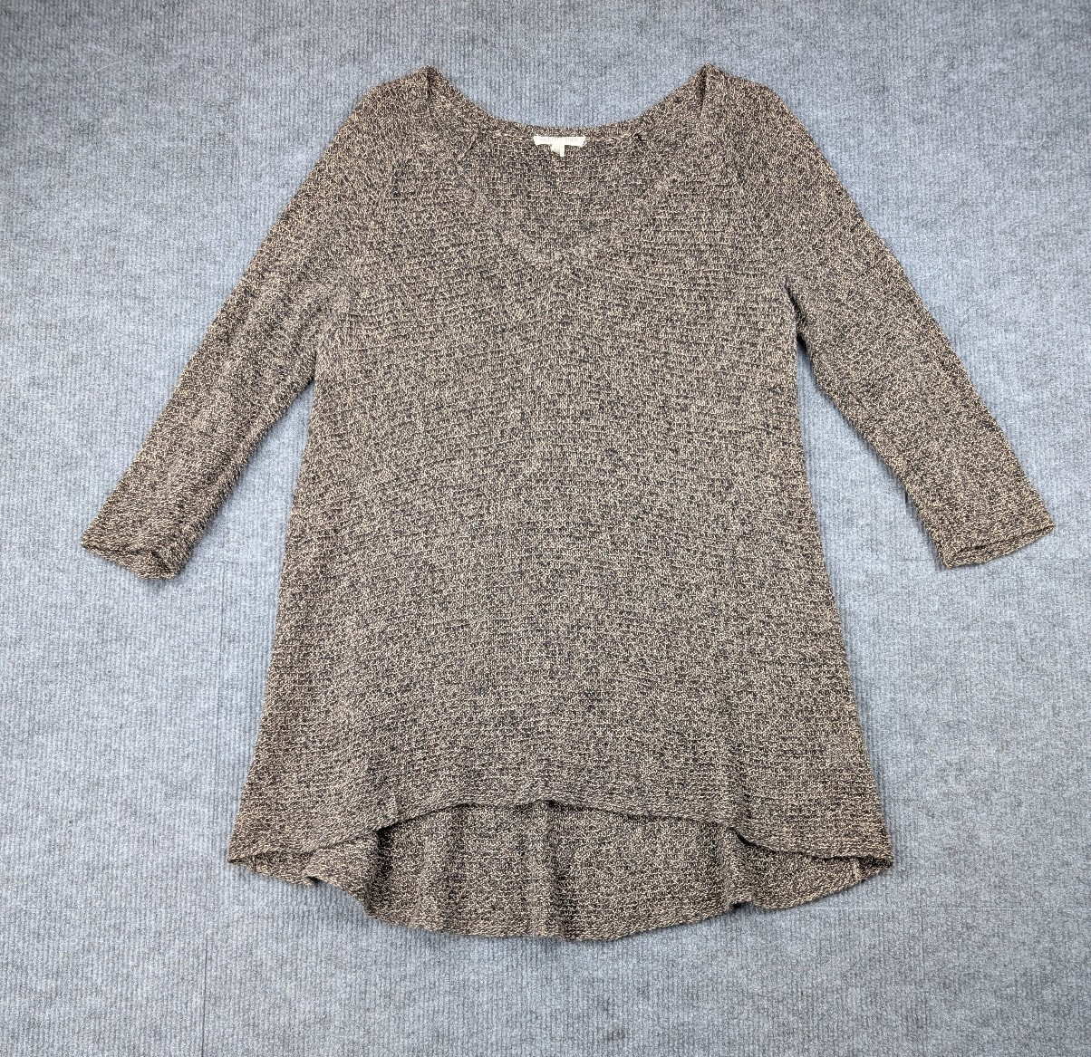 Eileen Fisher Linen Sweater Womens Small Tunic Open Knit Coastal Brown Lagenlook