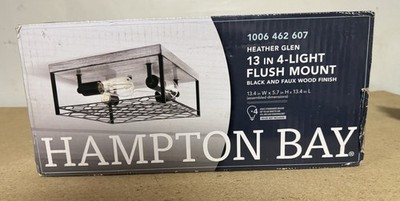 Hampton Bay Heather Glen 12.4 in Black Square Flush Mount Ceiling Light