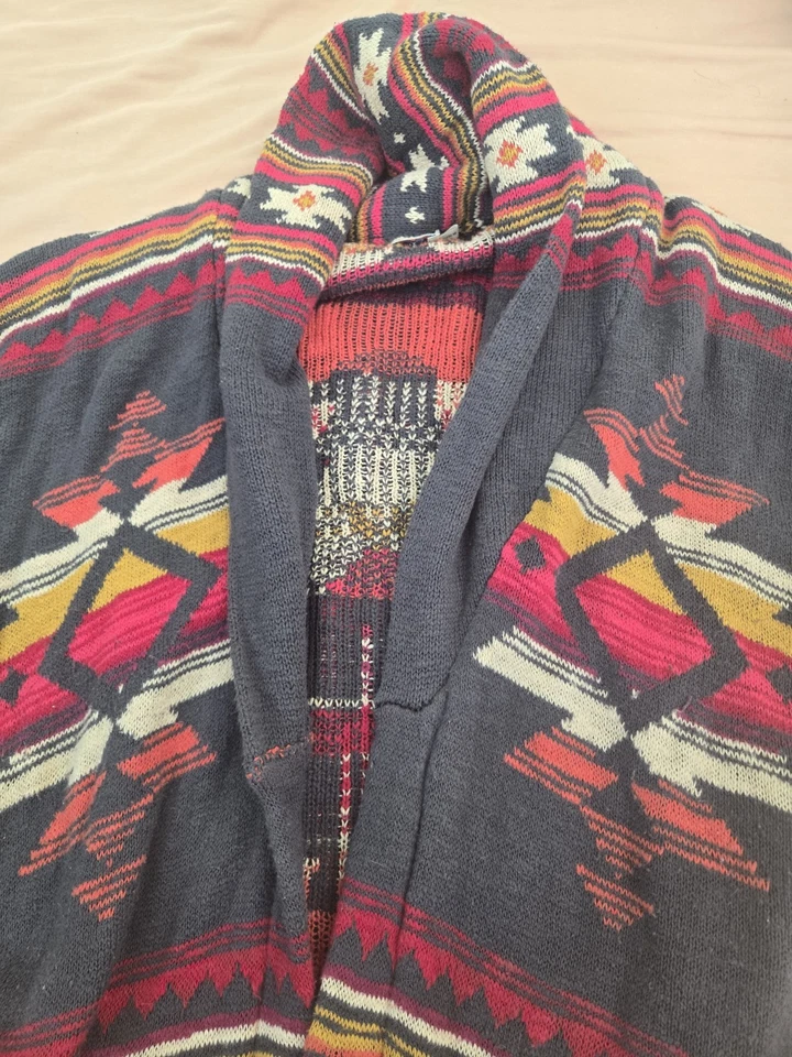 Cárdigan Plumero Faherty Cinturón Azteca Suroeste Suéter Largo M Algodón Orgánico Foto 2 de 4