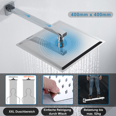 Edelstahl Duschset Regendusche Duschkopf mit Bombenfester Brausearm Wandarm JOHO