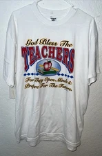 Vintage God bless the teachers size large T-shirt Springhill #03