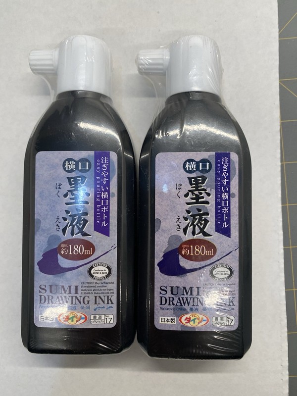 2 Lot 180ML 6oz Black Ink Sumi Ink for Chinese Japanese Calligraphy Brand New