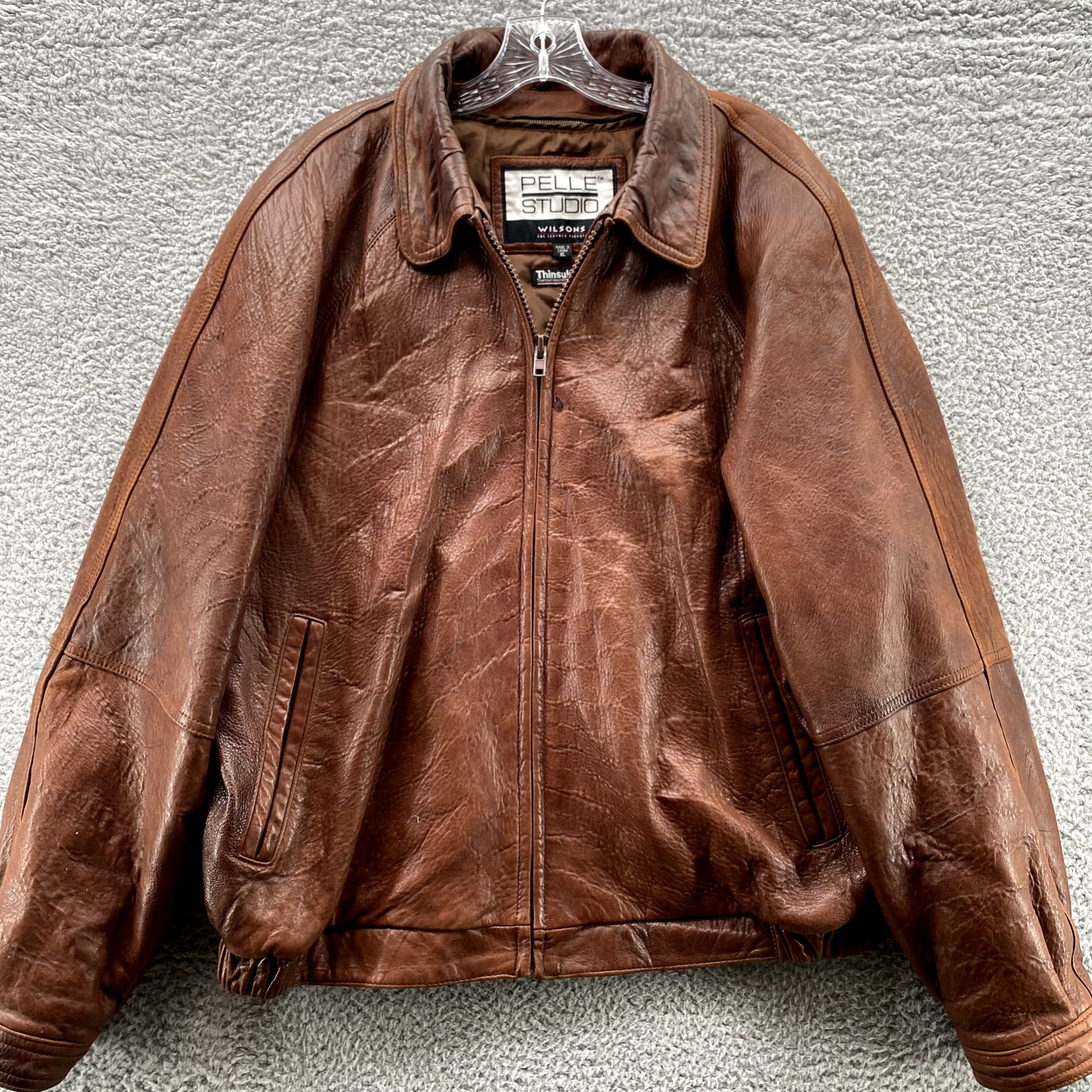 Wilsons Leather Bomber Jacket Pelle Studio XL Brown 1… Gem