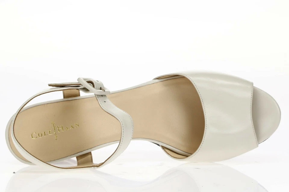 Sandalias de cuña Cole Haan para mujer marfil estampado de serpiente cuero correa al tobillo talla 9 B Foto 3 de 4