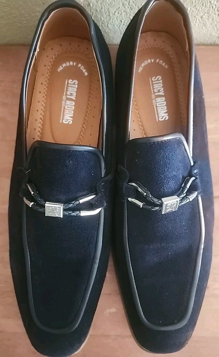 Men’s Stacy Adam’s Blue Suede/Leather Slip On‎ Dress Shoe Sz 13M Saunders Debossed Velour Slip On Men main image 2