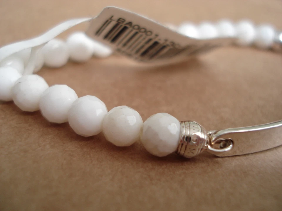 THOMAS SABO Plata Esterlina PUENTE DE AMOR Pulsera con Cuentas de Ágata Blanca Factadas  Foto 2 de 4