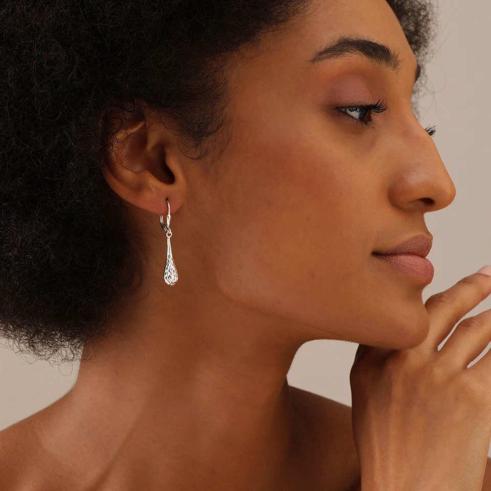 Pendientes colgantes LeCalla de plata de ley 925 con cierre de palanca para mujer 38 mm Foto 2 de 4