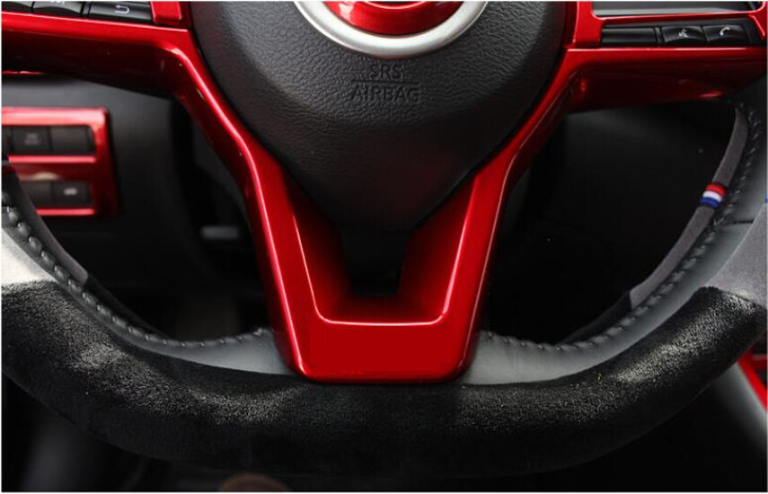 Red ABS Internal Steering Wheel Cover Trim 3pcs For Nissan Kicks 2017