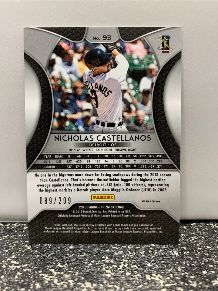 2019 Prizm NICHOLAS CASTELLANOS Red Mojo /299-Detroit - Image 2 of 3
