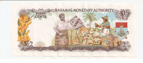 1968 Bahamas Monetary Authority 3 aufeinanderfolgende Banknoten mit niedriger Seriennummer - Bild 6 von 8