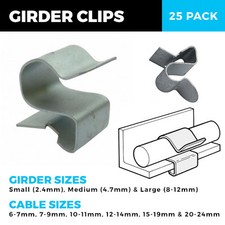 GIRDER CABLE CLIPS METAL EDGE 2.4MM - 12MM GIRDER, 6MM - 24MM CABLE PACK OF 25